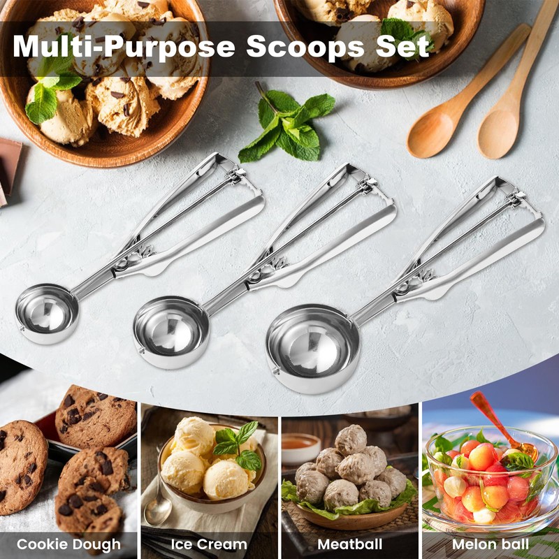 Cookie Scoop,Set of 3 Cookie Dough Scoops for Baking 1