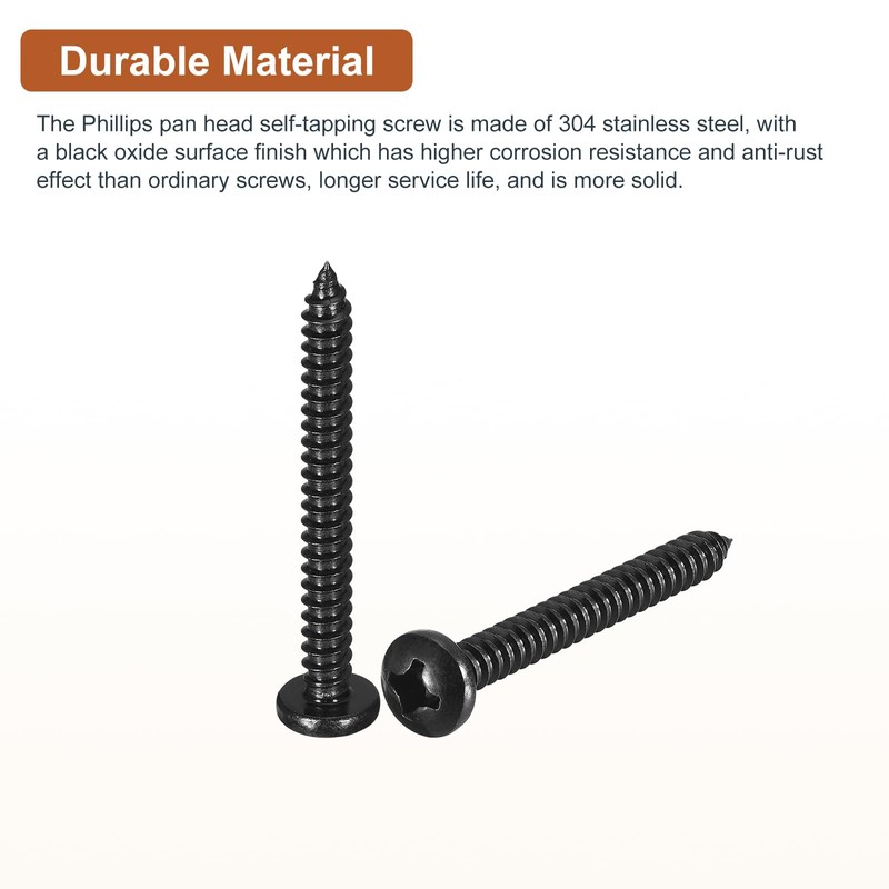 DTGN #12x2" Black Screws - 25Pack - 304 Stainless Steel