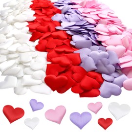 800Pcs Heart Confetti, 4 Colors Heart Shaped Sponge Petals for Decorations, Romantic Heart Shaped Confetti Decorations Heart Confetti Fabric for Wedding Valentine's Day Birthday Party