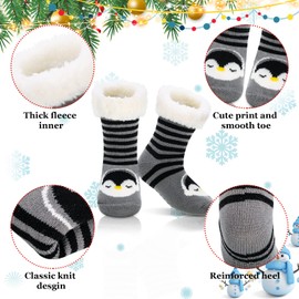 Smilcloud Kids Slipper Socks, Boy Girl Slipper Fluffy Socks Non Slip Bed Socks Cozy Winter Socks Cute Animal Socks Warm Thick Fleece Lined Socks Home Socks Winter Gifts for Child Toddler 3-6 Years
