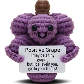 VKYN Funny Grape Crochet Emotional Support Positive, with Positive Card Unique Birthday Gifts for Women Men Funny Grapes Home Office Desk Decor