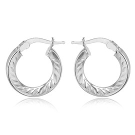 Tuscany Silver Women's Sterling Silver 15.5 mm Patterned Hoop Earrings