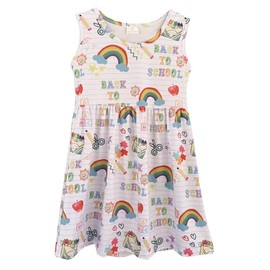 Back to School Girl Dress Little Princess Print Back to School Dress L