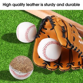 yotutun Baseballs 9 Inch, Pack of 3 Hand-Stitched Baseballs, PU Soft Baseballs, Soft Rubber Core, Baseballs, Training Softball for Adults, Youth Training, Professional Baseball Games