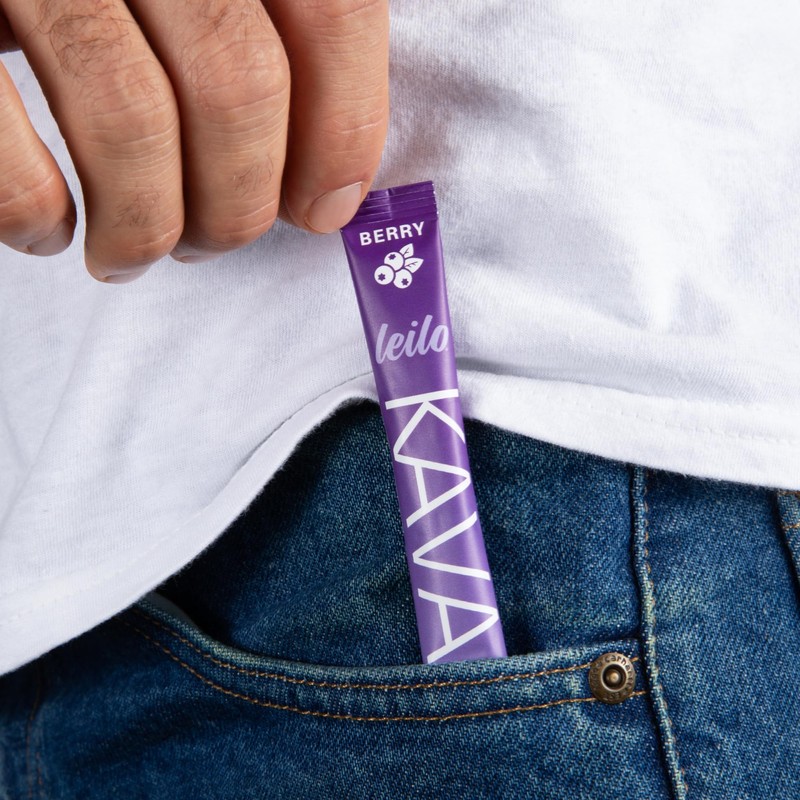 LEILO Calming Kava Drink Mix – Berry, 10 Stick Packs