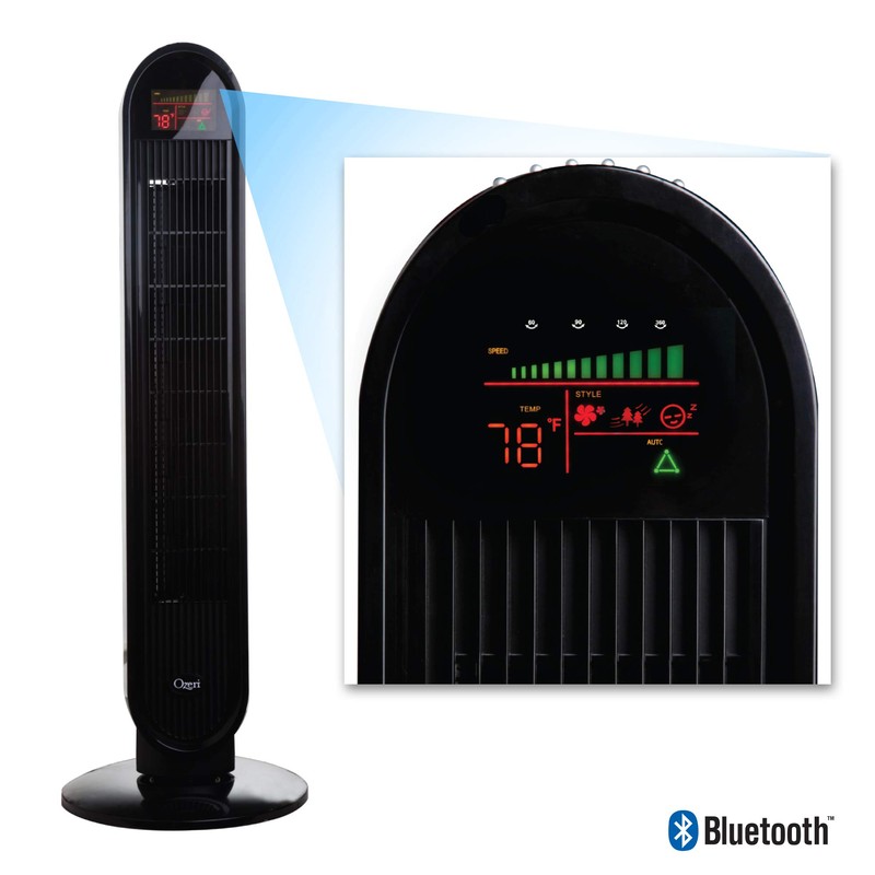 Ozeri 360 Oscillation Tower Fan, with Bluetooth and Micro-Blade Noise