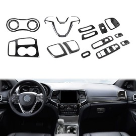 PDKLIN for Grand Cherokee Interior Trim Kit Carbon Fiber Compatible with Jeep Grand Cherokee 2016-2021 Carbon Fiber Interior Accessories 17pcs