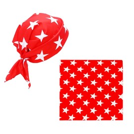 YEPDEEK American Flag Bandana, Star Print Headband, Red and White, Independence Day Costume Accessory (Red)