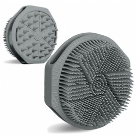 Dual-Sided Silicone Body Scrubber,2-in-1 Silicone Loofah for Shower Exfoliating Body Brush Buffer Scrubber for Men and Women for All Skin,Scalp Massager Lather Well＆Easy to Clean (Gray)