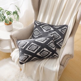 JZD Tex-H Throw Pillow Covers, Throw Pillow Case with Zipper Cushion Case Cool Pillow Cover Delicate Decorative Pillowcase for Chair/Bed/Couch,2 Packs (14x20, Gray)