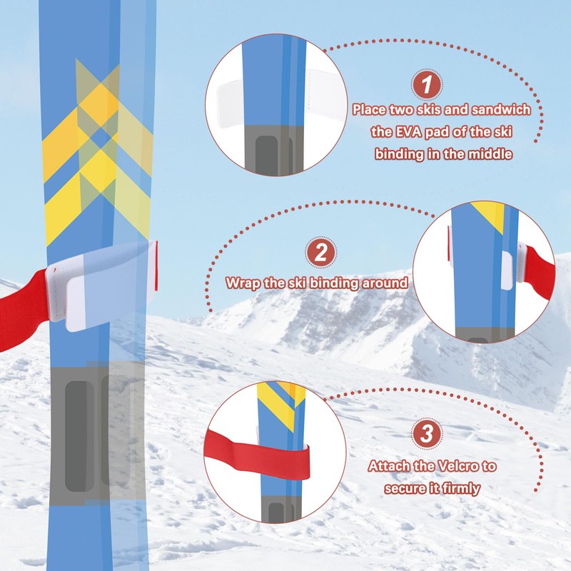 TIXIPEM Ski Fastener Straps [4Pcs] - Winter Sports Accessories Carrier