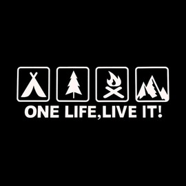 2PCS 11.81"x4.13" One Life Live It Camping Outdoor Enthusiast Car Stickers for Wild Survival Vehicles, Suitable for Car Windows and Tailg Ends, RV, Trucks |#AZ200 (White)