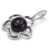 Sterling Silver Red Dark Amber Round Stone Flower Pendant