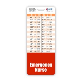 Emergency Nurse Badge Buddy Vertical w/Height & Weight Conversion Charts (Oversized, Red)