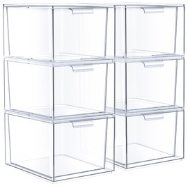 Sorbus Sorbus Stackable Acrylic Drawers - Clear Make Up Organizers for Vanity - 6 Plastic Storage Bins for Room Decor, Bathroom Organization and Storage, Office Supplies, Makeup Drawer Organizer, Undersink