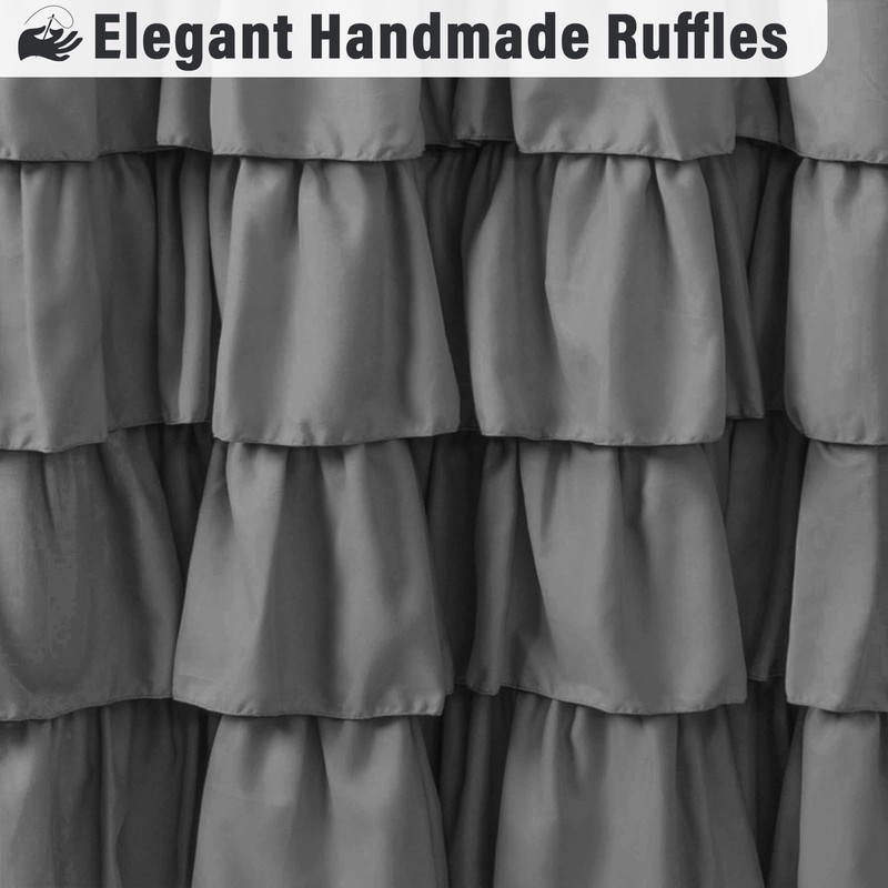Seasonwood Grey Shower Curtain Ruffle Shower Curtain with Button 72