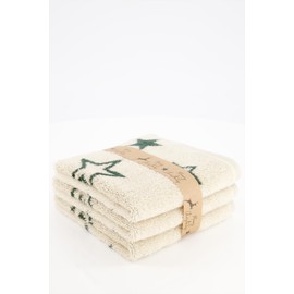 Cawö Home Flannels Christmas Edition Stars 792 Natural Green 34 30 x 30 cm