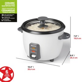 Starfrit Electric Rice Cooker - 6 Cups - Steamer Basket, Measuring Cup & Service Spoon - 300W - Makes Perfect Rice!