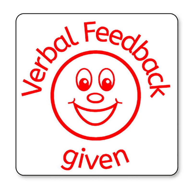 Verbal Feedback Given Smiley Face Pre Inked School Teachers Feedback