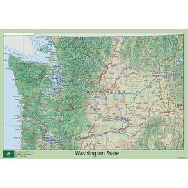Washington State Map - 23.3 x 16.5 inches – Paper Laminated