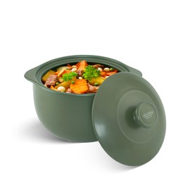 MINH LONG 3-Qt Porcelain Dutch Oven with Lid – Lead & Cadmium Free, Oven Safe to 482°F, Heat Retention, Clay Pot for Cooking on Gas & Infrared Cooktop, Use to Marinate, Cook, Bake, Refrigerate & Serve