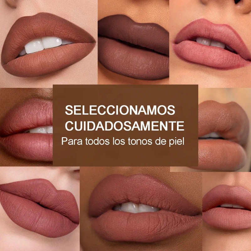 Set De Lapiz Labial Y Delineador Color Mate Impermeable 2pcs