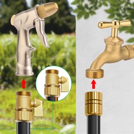 MYWERO garden nozzle, high-pressure and heavy-duty metal nozzle, with 5 adjustable spray modes, high-pressure handheld sprayer, suitable for watering plants, cleaning houses, cars, and pets(2pcs)