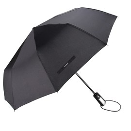 TradMall 10 Pack Bulk Umbrellas Travel Windproof Portable Compact Large Canopy Ergonomic Handle Auto Open & Close, Black