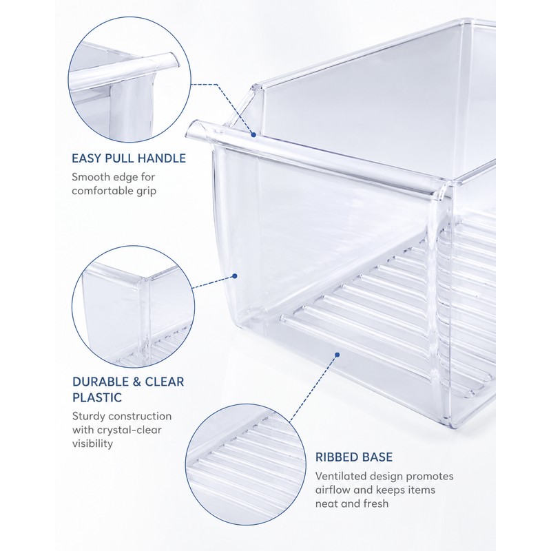 Replacement Refrigerator Crisper Drawer for 2188661 – Clear Plastic Storage