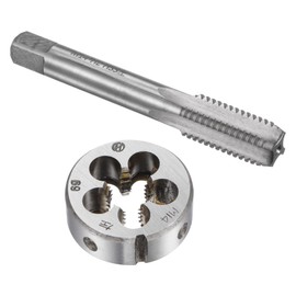TOP-VIGOR M14 x 2 Metric Left Hand Thread Straight Groove Thread Round Tap Die Set Heavy Duty Tap and Die Set for DIY Repair Cutting