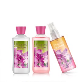 Vital Luxury Bath & Body Care Travel Set Pea Flower Scent Home Spa Set with Body Lotion, Shower Gel and Fragrance Mist