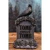 Gothic Raven Crow Perching On Black Roses Graveyard Tomb Headstone