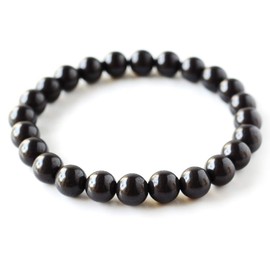 Gold Stone Black North Stone Bracelet, 0.3 inches (8 mm), Made in Taiwan, Negative Ion Measurement, Radium, Black, Hokolite, Inner Diameter: Approx. 8.3 inches (21 cm)