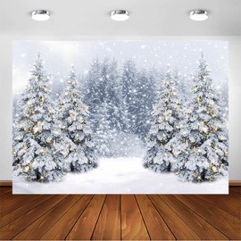 Avezano Winter Scene Christmas Backdrop Wonderland Snowflake Photography Background White Snow Forest Christmas Party Backdrop Decorations Photo Studio Props (8x6ft)