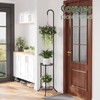 2-Tier Plant Stand With Hanging Hook, Metal Standing Plant Hanger,