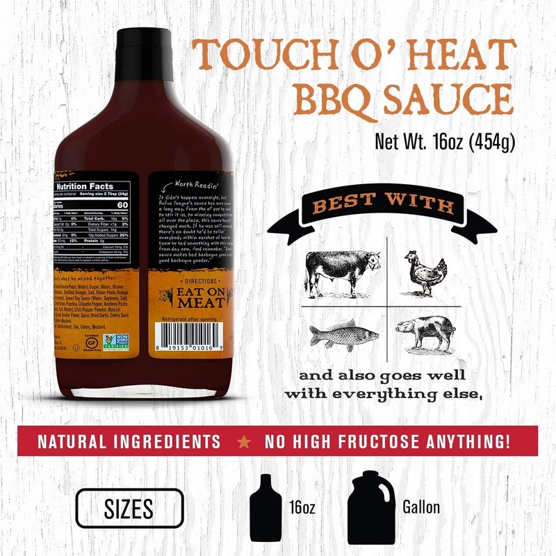 Rufus Teague - Touch O' Heat BBQ Sauce - 16