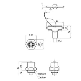 SANEI PR16AS-13 Faucet Repair Parts Shared Faucet Top Key Type for Nominal 13 Faucets