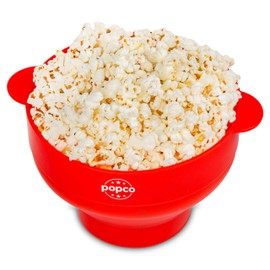 The Original Popco Silicone Microwave Popcorn Popper with Handles | Popcorn Maker | Collapsible Popcorn Bowl | BPA Free and Dishwasher Safe | 15 Colors Available (Red)…