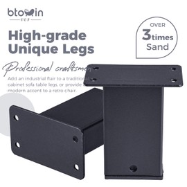 Btowin VCF 3.5 inch / 9.5cm Metal Furniture Legs, 4Pcs Modern Square Piano Key Support DIY Replacement Feet for Sofa Cabinet Dresser TV Stand Couch Kitchen Cupboard