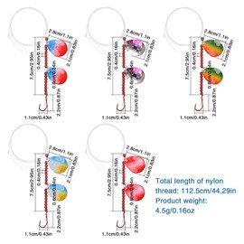 Walleye Spinner Rig,5 Pack Fishing Lure Rig Crawler Harness Spinner Walleye Rig Kit Live Bait Rig with Colorado Blade Octopus Hooks for Walleye Trout Salmon Saltwater Freshwater THL