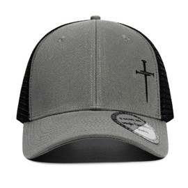 Christian Hats for Men Women,Jesus 3 Nail Cross Hat Christian Religious Gifts for Birthday/Christmas,Silver and Black