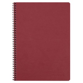 Clairefontaine - Ref 781420C - Age Bag Wirebound Notebook (100 Pages) - A4 Size, Squared Rulings, 90gsm Brushed Vellum Paper, Pocket for Loose Documents - Red Cover