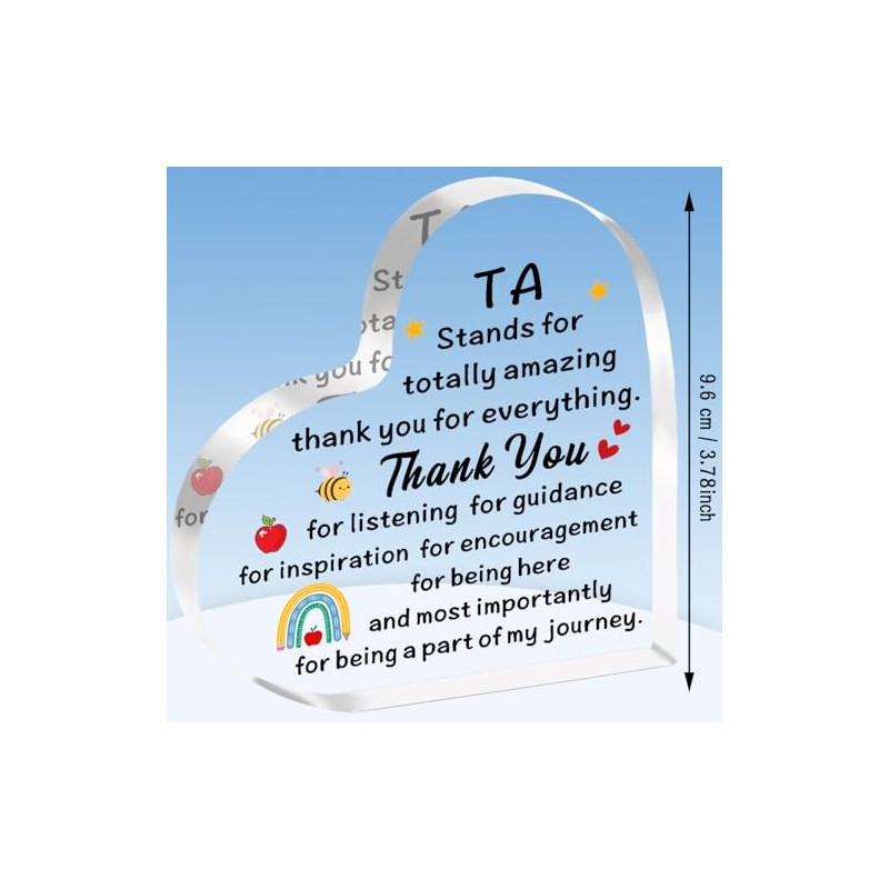 TTOVEN Teaching Assistant Gifts TA Teacher Plaque Appreciation Acrylic Plaque
