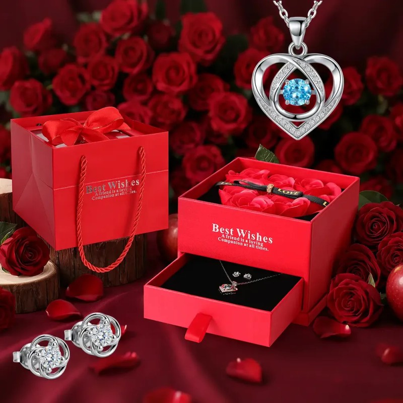 VENXPON - Regalos Para Mujer,collar Y Aretes Corazón Mujer Con