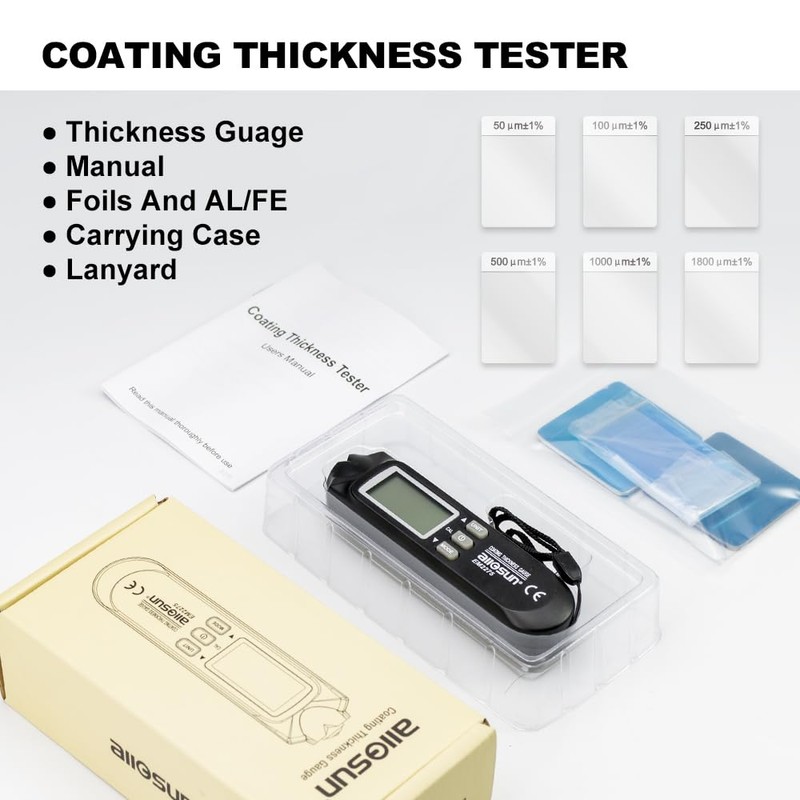 allsun Digital Paint Thickness Tester Car Paint Depth Gauge Meter