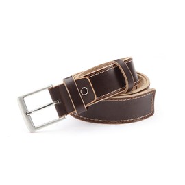 Genuine leather belt, denim belt made of 100% buffalo leather, unisex, brown, light used look, with decorative stitching, can be shortened, leather belt, shortable (BW 115, brown), 115