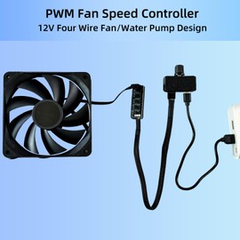 4 Pin 12V PWM Fan Controller with Type C Interface and 4Pin 5 Way PC Fan Splitter Hub,0-100% DC Speed Adjustment (Style1)