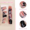Calkkrer 24 Stück Kurze Schwarze Press on Nail, Kunstnägel, Französische