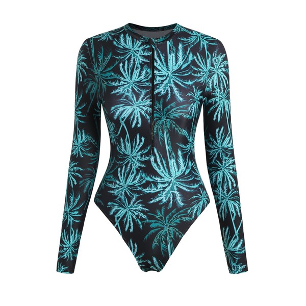 ZAFUL Women's Long Sleeve Rash Guard Swimsuit One Piece Zipper