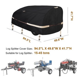 Log Splitter Cover Heavy windproof and waterproof(94"L X 49"W X 41"H) for 15-45ton Wood Splitter Cover All Weather Protection Log Splitter Accessories